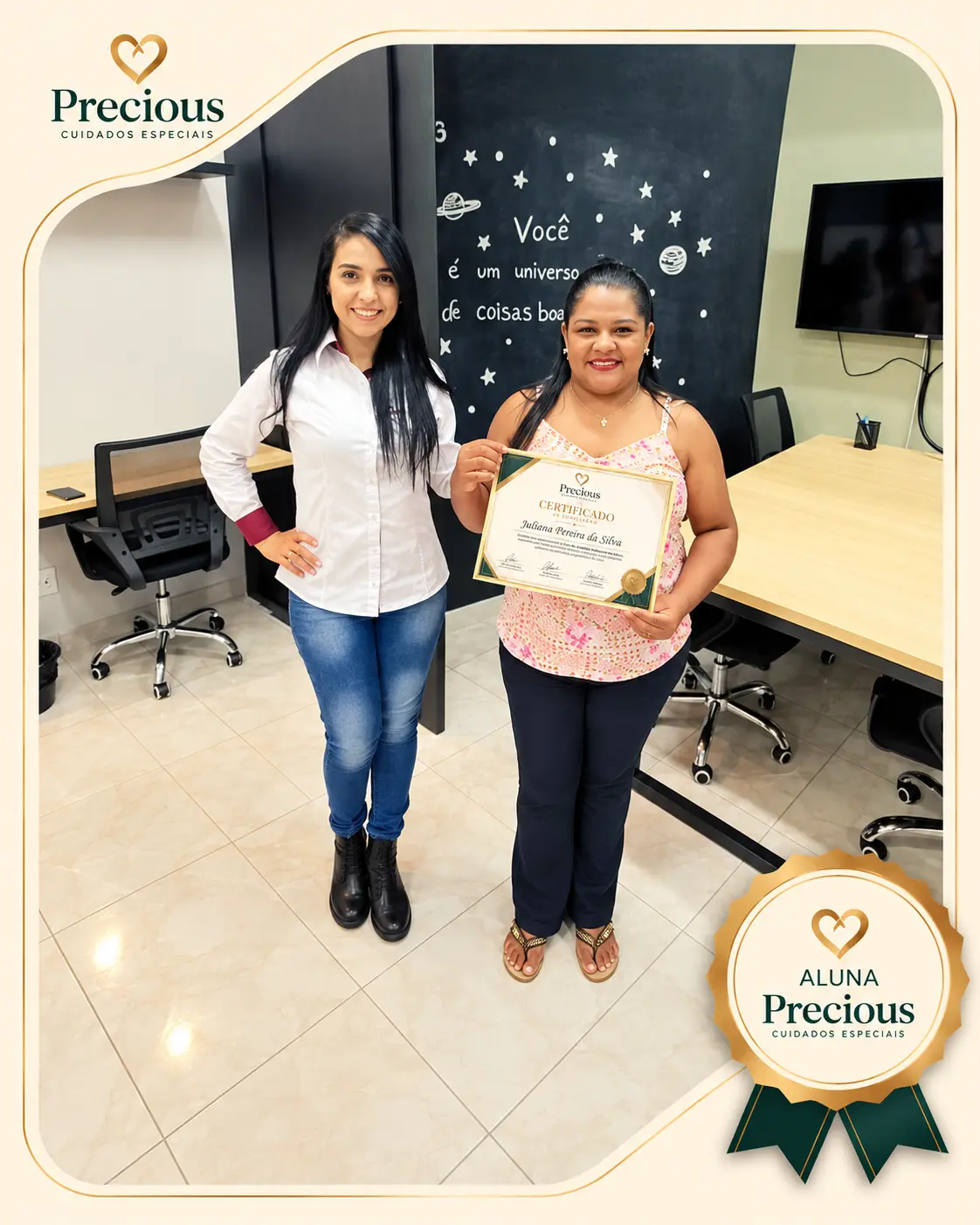Alunas Precious com seus certificados