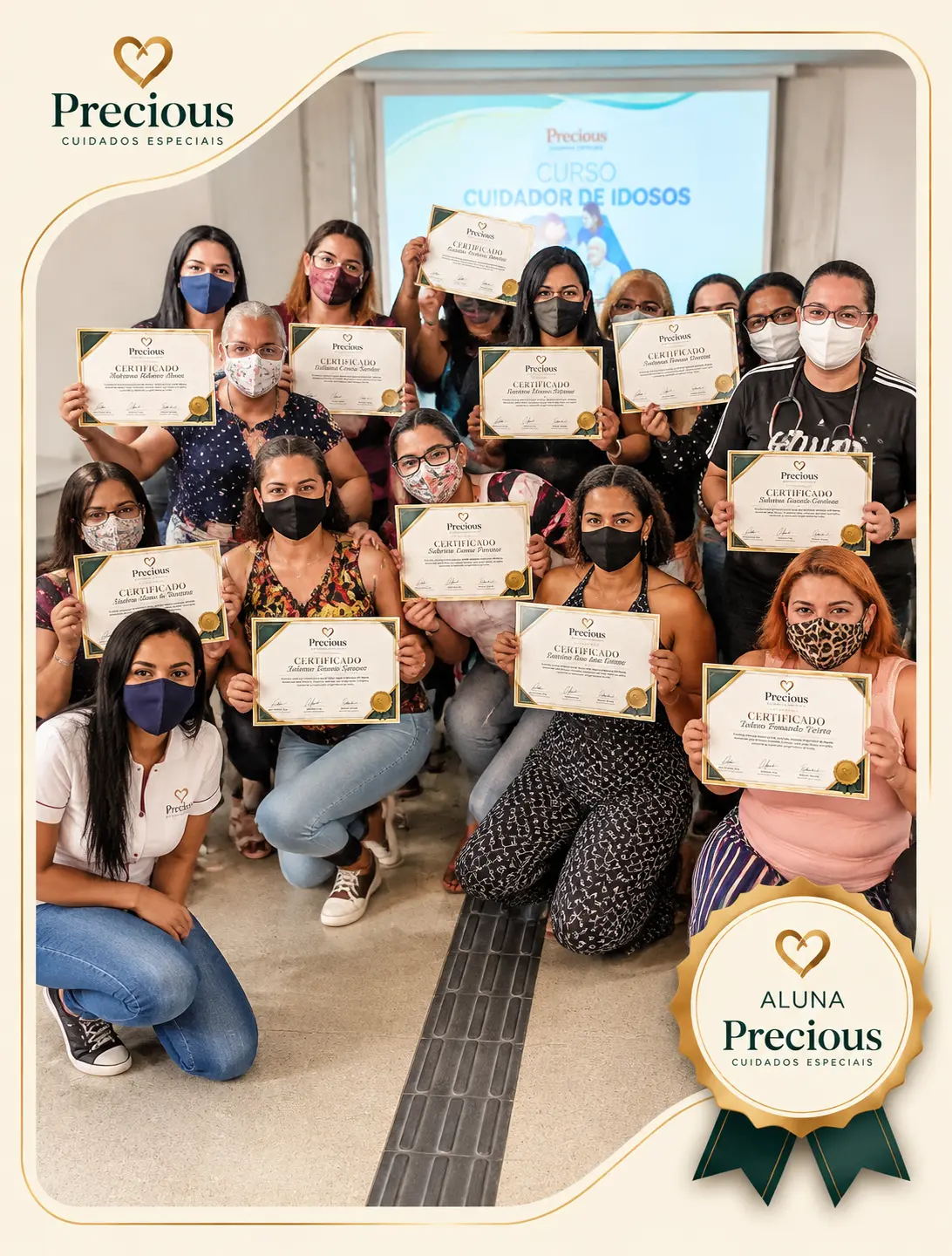 Alunas Precious com seus certificados